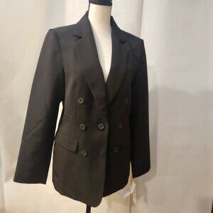 DKNY Structured Size 8 Black Classic Double-Breasted Tailored Blazer